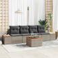 Preview: ARDEBO.de - 5-teiliges Garten Sofa Set mit Kissen Grau Poly Rattan Akazie