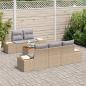 Preview: 6-teiliges Garten Sofa Set mit Kissen Beige Poly Rattan Akazie