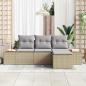 Preview: Gartensofa-set 4 stk. Beige Poly-Rattan