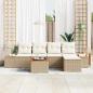 Preview: 6-teiliges Garten Sofa Set mit Kissen Beige Poly Rattan Akazie