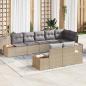 Preview: ARDEBO.de - 8-teiliges Garten Sofa Set mit Kissen Beige Poly Rattan Akazie