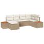 Preview: 6-teiliges Garten-Sofa-Set mit Kissen Beige Poly Rattan Akazie
