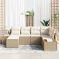 Preview: 6-teiliges Garten-Sofa-Set mit Kissen Beige Poly Rattan Akazie