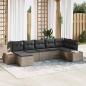 Preview: ARDEBO.de - 7-teiliges Gartensofa-Set mit Kissen Grau Poly-Rattan Akazie