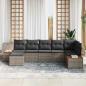 Preview: 7-teiliges Gartensofa-Set mit Kissen Grau Poly-Rattan Akazie