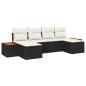 Preview: ARDEBO.de - 6-teiliges Garten Sofa Set mit Kissen Schwarz Poly-Rattan Akazie