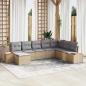Preview: ARDEBO.de - 8-teiliges Garten Sofa Set mit Kissen Beige Poly Rattan Akazie