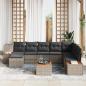 Preview: 9-teiliges Garten Sofa Set mit Kissen Grau Poly Rattan Akazie