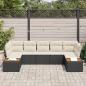 Preview: 7-teiliges Garten-Sofaset mit Kissen Schwarz Poly Rattan Akazie