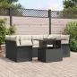 Preview: ARDEBO.de - 7-teiliges Garten-Sofa-Set mit Kissen Schwarz Poly-Rattan