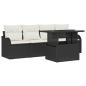 Preview: 5-teiliges Garten-Sofa-Set mit Kissen Schwarz Poly-Rattan, 2-Sitzer Garten-Sofa mit Kissen Schwarz Poly-Rattan