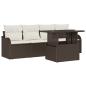 Preview: 5-teiliges Garten Sofa Set mit Kissen Braun Poly Rattan, 2-Sitzer Garten Sofa mit Kissen Braun Poly Rattan