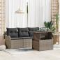 Preview: ARDEBO.de - 5-teiliges Garten Sofa Set mit Kissen Graues Poly-Rattan, 2-Sitzer Garten Sofa mit Kissen Graues Poly-Rattan
