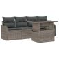 Preview: 5-teiliges Garten Sofa Set mit Kissen Graues Poly-Rattan, 2-Sitzer Garten Sofa mit Kissen Graues Poly-Rattan