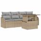 Preview: 5-teiliges Garten Sofa Set mit Kissen Beige Poly Rattan, 2-Sitzer Garten Sofa mit Kissen Beige Poly Rattan