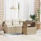 Preview: ARDEBO.de - 5-teiliges Garten Sofa Set mit Kissen Beige Poly Rattan, 2-Sitzer Garten Sofa mit Kissen Beige Poly Rattan