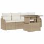 Preview: 5-teiliges Garten Sofa Set mit Kissen Beige Poly Rattan, 2-Sitzer Garten Sofa mit Kissen Beige Poly Rattan