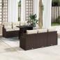 Preview: ARDEBO.de - 7-teiliges Garten Sofa Set mit Kissen aus braunem Poly Rattan, 2-Sitzer Garten Sofa mit Kissen aus braunem Poly Rattan