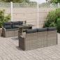 Preview: 7-teiliges Garten-Sofa-Set mit Kissen Grau Poly-Rattan, 2-Sitzer Garten-Sofa mit Kissen Grau Poly-Rattan