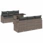 Preview: 7-teiliges Garten-Sofa-Set mit Kissen Grau Poly-Rattan, 2-Sitzer Garten-Sofa mit Kissen Grau Poly-Rattan