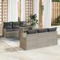 Preview: ARDEBO.de - 7-teiliges Garten-Sofa-Set mit Kissen Hellgrau Poly-Rattan, 2-Sitzer Garten-Sofa mit Kissen Hellgrau Poly-Rattan