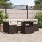 Preview: ARDEBO.de - 7-teiliges Garten Sofa Set mit Kissen Braun Poly Rattan, 2-Sitzer Garten Sofa mit Kissen Braun Poly Rattan
