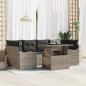Preview: ARDEBO.de - 7-teiliges Garten Sofa Set mit Kissen Grau Poly Rattan, 2-Sitzer Garten Sofa mit Kissen Grau Poly Rattan