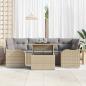 Preview: 7-teiliges Garten Sofa Set mit Kissen Beige Poly Rattan, 2-Sitzer Garten Sofa mit Kissen Beige Poly Rattan