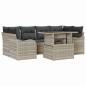 Preview: 7-teilige Garten Sofa Set mit Kissen Hellgrau Poly Rattan, 2-Sitzer Garten Sofa mit Kissen Hellgrau Poly Rattan
