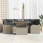 Preview: 7-teilige Garten Sofa Set mit Kissen Hellgrau Poly Rattan, 2-Sitzer Garten Sofa mit Kissen Hellgrau Poly Rattan