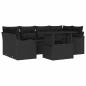 Preview: 7-teiliges Garten Sofa Set mit Kissen Schwarz Poly Rattan, 2-Sitzer Garten Sofa mit Kissen Schwarz Poly Rattan