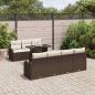 Preview: 8-teiliges Garten Sofa Set mit Kissen Braun Poly Rattan, 2-Sitzer Garten Sofa mit Kissen Braun Poly Rattan