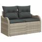 Preview: 8-teiliges Garten Sofa Set mit Kissen Hellgrau Poly Rattan, 2-Sitzer Garten Sofa mit Kissen Hellgrau Poly Rattan