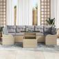 Preview: ARDEBO.de - 8-teiliges Garten Sofa Set mit Kissen Beige Poly Rattan, 2-Sitzer Garten Sofa mit Kissen Beige Poly Rattan