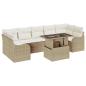 Preview: 8-teiliges Garten Sofa Set mit Kissen Beige Poly Rattan, 2-Sitzer Garten Sofa mit Kissen Beige Poly Rattan
