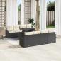 Preview: 9-teilige Garten Sofa Set mit Kissen in Schwarz Poly Rattan, 2-Sitzer Garten Sofa mit Kissen in Schwarz Poly Rattan