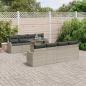 Preview: ARDEBO.de - 9-teiliges Garten Sofa Set mit Kissen in hellem Grauen Poly Rattan, 2-Sitzer Garten Sofa mit Kissen in hellem Grauen Poly Rattan