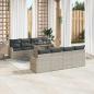 Preview: 9-teiliges Garten Sofa Set mit Kissen in hellem Grauen Poly Rattan, 2-Sitzer Garten Sofa mit Kissen in hellem Grauen Poly Rattan