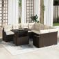 Preview: ARDEBO.de - 9-teiliges Garten-Sofaset mit Kissen Braunes Poly-Rattan, 2-Sitzer-Garten-Sofa mit Kissen Braunes Poly-Rattan
