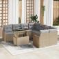 Preview: ARDEBO.de - 9-teiliges Garten Sofa Set mit Kissen Beige Poly Rattan, 2-Sitzer Garten Sofa mit Kissen Beige Poly Rattan