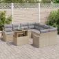 Preview: 9-teiliges Garten Sofa Set mit Kissen Beige Poly Rattan, 2-Sitzer Garten Sofa mit Kissen Beige Poly Rattan