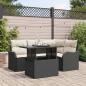 Preview: ARDEBO.de - 5-teiliges Garten Sofa Set mit Kissen Schwarz Poly Rattan, 2-Sitzer Garten Sofa mit Kissen Schwarz Poly Rattan