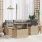 Preview: ARDEBO.de - 5-teiliges Garten-Sofa-Set mit Kissen Beiges Poly Rattan, 2-Sitzer Garten-Sofa mit Kissen Beiges Poly Rattan