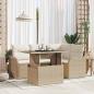 Preview: ARDEBO.de - 5-teiliges Garten Sofa Set mit Kissen Beige Poly Rattan, 2-Sitzer Garten Sofa mit Kissen Beige Poly Rattan