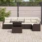 Preview: 7-Teiliges Garten Sofa Set mit Kissen Braun Poly Rattan, 2-Sitzer Garten Sofa mit Kissen Braun Poly Rattan