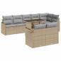 Preview: 9-teiliges Garten-Sofa-Set mit Kissen Beige Poly Rattan, 2-Sitzer-Garten-Sofa mit Kissen Beige Poly Rattan