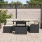Preview: 7-teiliges Garten Sofa Set mit Kissen aus schwarzem Poly Rattan, 2-Sitzer Garten Sofa mit Kissen aus schwarzem Poly Rattan