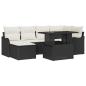 Preview: 7-teiliges Garten Sofa Set mit Kissen aus schwarzem Poly Rattan, 2-Sitzer Garten Sofa mit Kissen aus schwarzem Poly Rattan