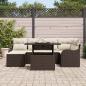 Preview: 7-teilige Garten Sofa Set mit Kissen Braun Poly Rattan, 2-Sitzer Garten Sofa mit Kissen Braun Poly Rattan