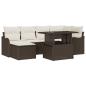 Preview: Garten-Sofa-Set mit Kissen 7 pcs Braun Poly Rattan